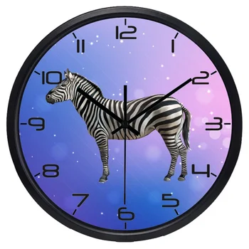 Violetinė Zebra Žvaigždėtas Svajonių Miegamasis Gyvenančių Gyvūnų Sieninis Laikrodis