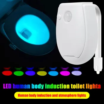 7 Spalvų Smart PIR Judesio Jutiklis Tualeto Sėdynė Naktį, Šviesos, atsparus Vandeniui Apšvietimas unitazo LED Luminaria Lempos WC Tualeto Šviesos